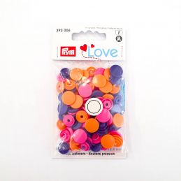 Butika.hu hobby webáruház - Prym Love, 30pár pink, narancs és lila színű, kör alakú, műanyag patent, 393006