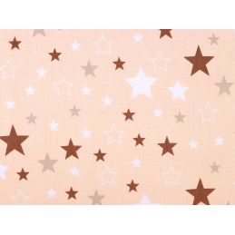 Butika.hu hobby webáruház - Barack alapon barna-bézs-fehér csillagos anyag patchwork pamutvászon, 160cm/0,5m