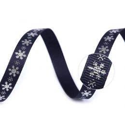 Butika.hu hobby webáruház - Karácsonyi dekor ripsz szalag, hópelyhekkel, 10mm, 5m, 430458, sötétkék