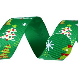 Butika.hu hobby webáruház - Ripsz dekor szalag, karácsonyfák, 25mm, 5m, 430507, zöld