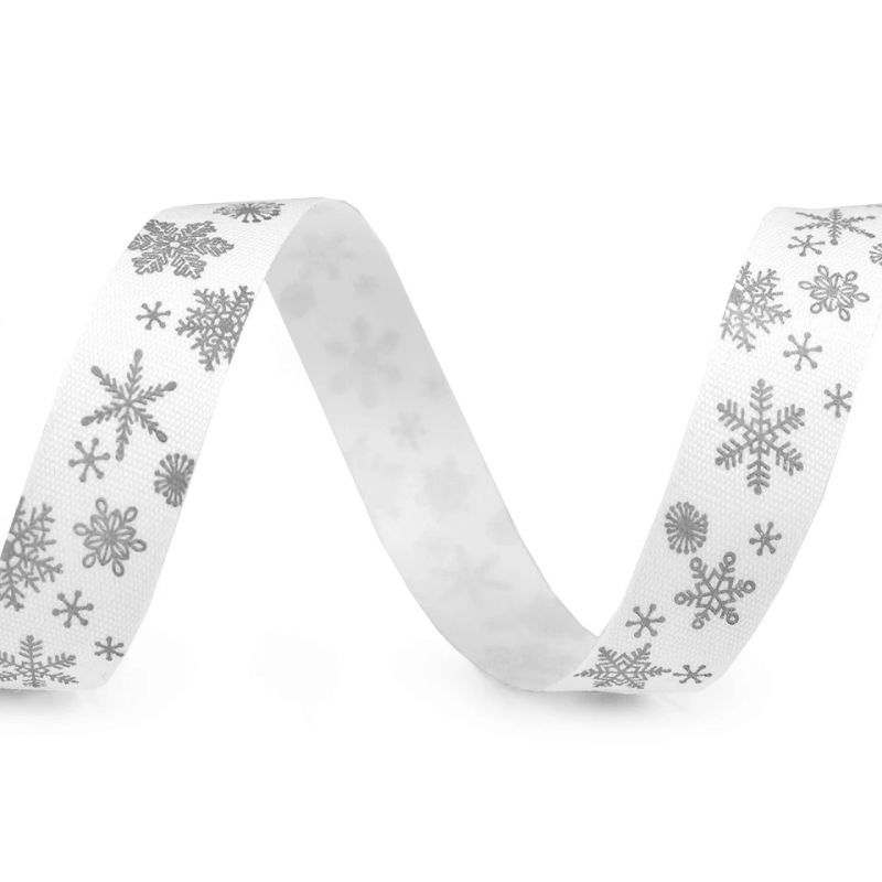 Butika.hu hobby webáruház - Karácsonyi dekor pamut szalag, hópelyhes, 15mm, 1m, 430565, fehér