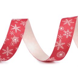 Butika.hu hobby webáruház - Karácsonyi dekor pamut szalag, hópelyhes, 15mm, 1m, 430565, piros