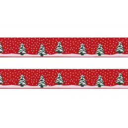 Butika.hu hobby webáruház - Karácsonyi ripsz szalag, havas fenyőkkel, 10mm, 3m, 420627