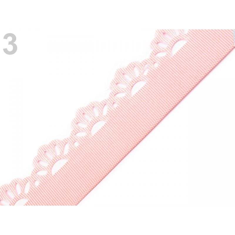 Butika.hu hobby webáruház - Csipkés szélű ripsz dekor szalag, 35mm, 1m, 420919-3, rózsaszín