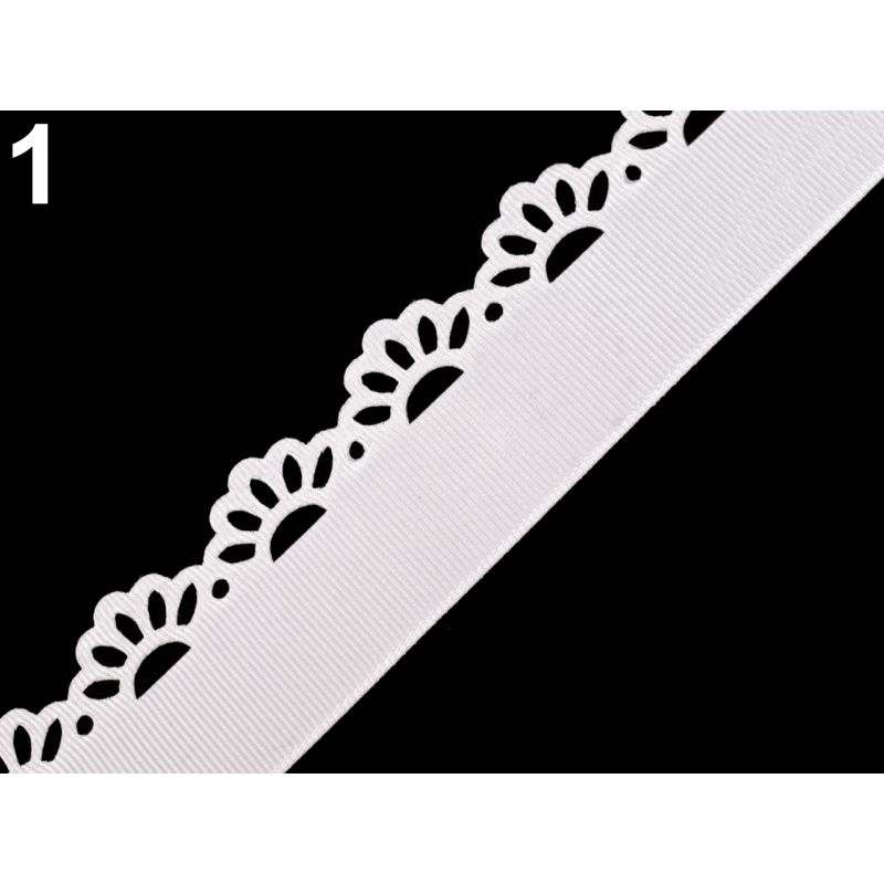 Butika.hu hobby webáruház - Csipkés szélű ripsz dekor szalag, 35mm, 1m, 420919-1, fehér