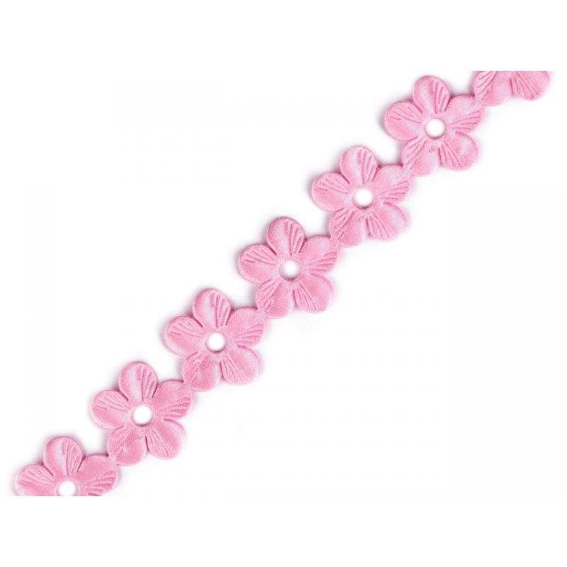 Butika.hu hobby webáruház - Szatén virágokból álló szalag, 22mm, 1m, 510469-4, rózsaszín