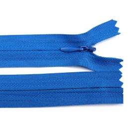 Butika.hu hobby webáruház - Műanyag fogú rögzített (nem bontható) rejtett spirálcipzár, 3mm, 45cm hosszú, 270360, kék