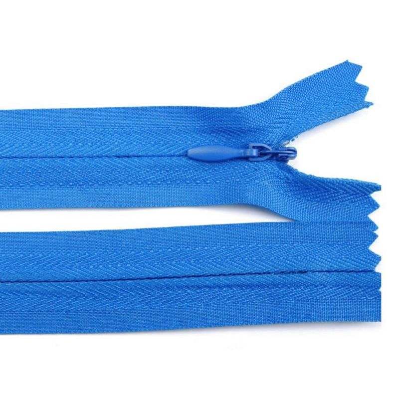 Butika.hu hobby webáruház - Műanyag fogú rögzített (nem bontható) rejtett spirálcipzár, 3mm, 40cm hosszú, 270359, kék