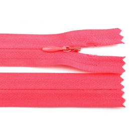 Műanyag fogú rögzített (nem bontható) rejtett spirálcipzár, 3mm, 40cm hosszú, 270359, pink