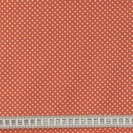 Butika.hu hobby webáruház - Terrakotta alapon 3mm-es pöttyös anyag, patchwork pamutvászon, 140cm/0,5m