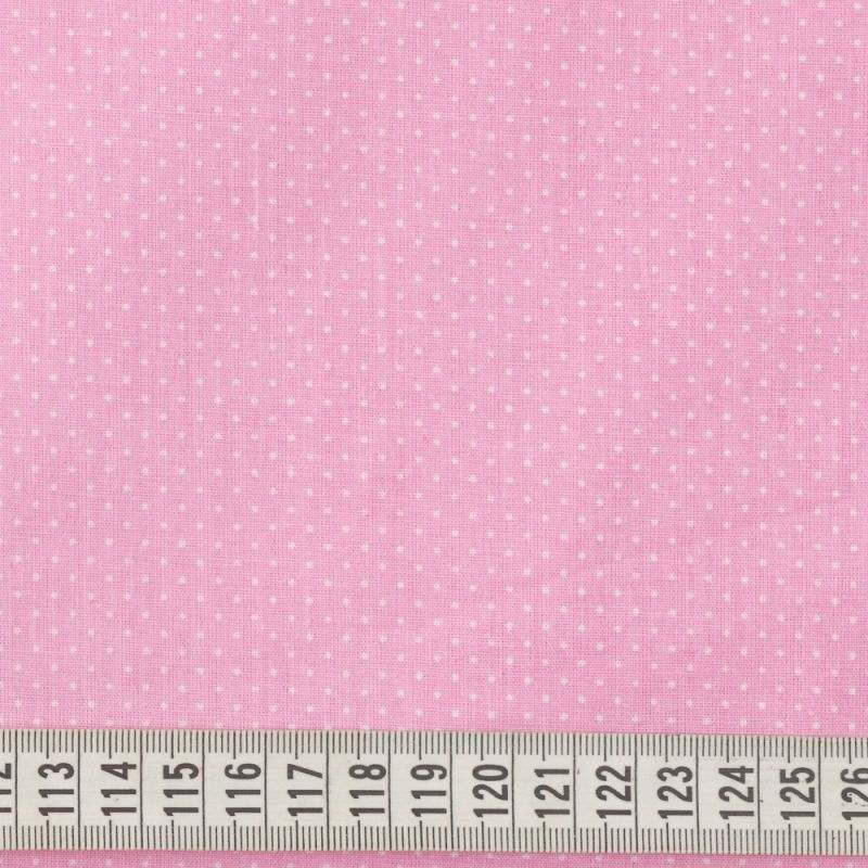 Butika.hu hobby webáruház - Rózsaszín alapon 1mm-es pöttyös anyag, patchwork pamutvászon, 140cm/0,5m