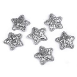 Glitteres csillagok, Ø50 mm, 10db, 400187, ezüst