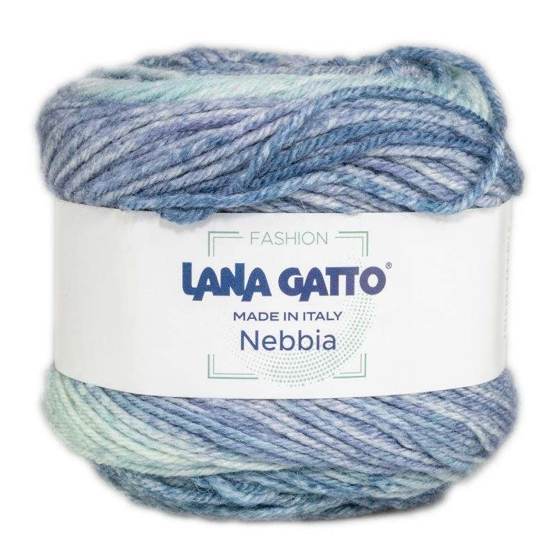 Butika.hu hobby webáruház - Lana Gatto Nebbia kötő és horgolófonal, merinó gyapjú, selyem és alpaka, 30206, Azzurro mix