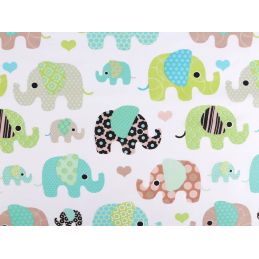 Butika.hu hobby webáruház - Színes elefántos anyag patchwork pamutvászon, 160cm/0,5m - 107-3