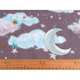 Butika.hu hobby webáruház - Hold-felhők-csillagok mintás anyag patchwork pamutvászon, 160cm/0,5m - 380796-18