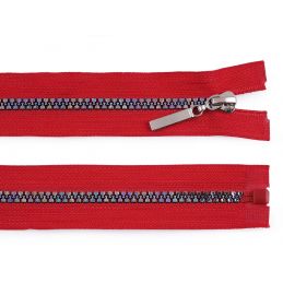 Műanyag fogú bontható cipzár GT10, szivárványszínű fogakkal, 5mm, 60cm hosszú, 590429, piros