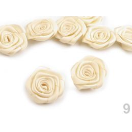 Felvarrható, szatén rózsa, 390571-9, krém