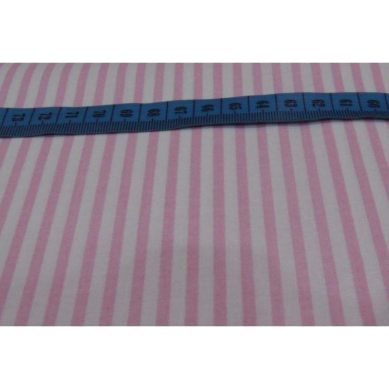Butika.hu hobby webáruház - 5mm széles csíkos mintás rózsaszín-fehér anyag patchwork pamutvászon, 140cm/0,5m