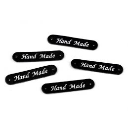 Butika.hu hobby webáruház - Hand made címke, műbőr, felvarrható, 10x48mm, 5db, 400230, fekete