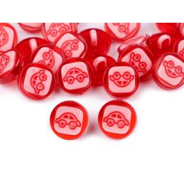 Butika.hu hobby webáruház - Műanyag dekor füles gomb, autó, 14mm, 10db, 120666, piros