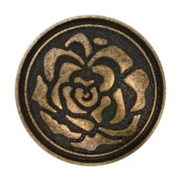 Butika.hu hobby webáruház - Fém gomb, rózsa mintával, antik, 20mm, 5db, 5589-32-ago