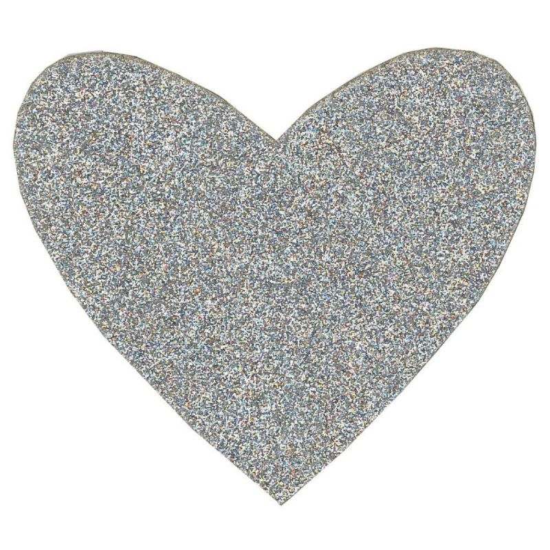 Butika.hu hobby webáruház - Felvasalható folt, glitteres, szív, 90x80mm, 36248-71, ezüst