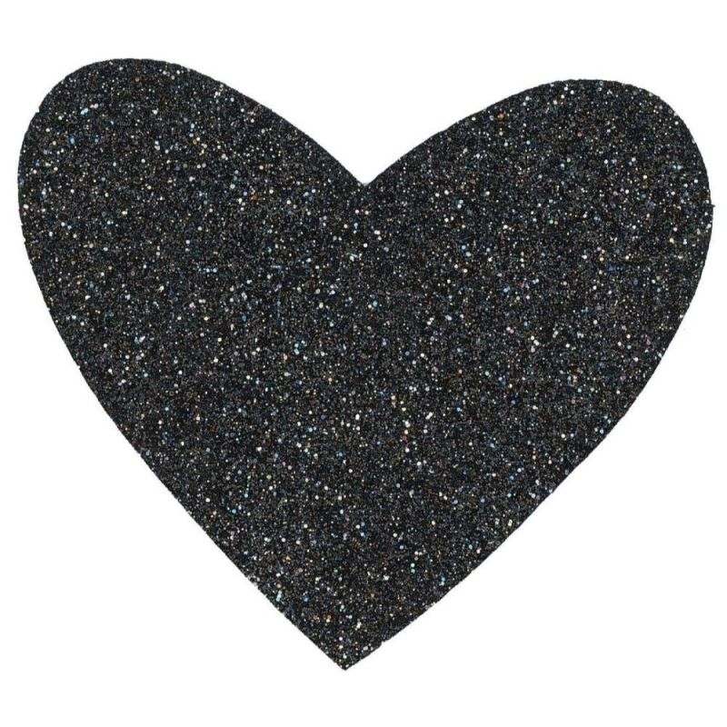 Butika.hu hobby webáruház - Felvasalható folt, glitteres, szív, 90x80mm, 36248-91, fekete