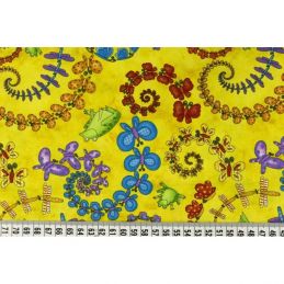 Butika.hu hobby webáruház - Amerikai patchwork pamutvászon, 110cm/0,5m - Froggy fun - sárga