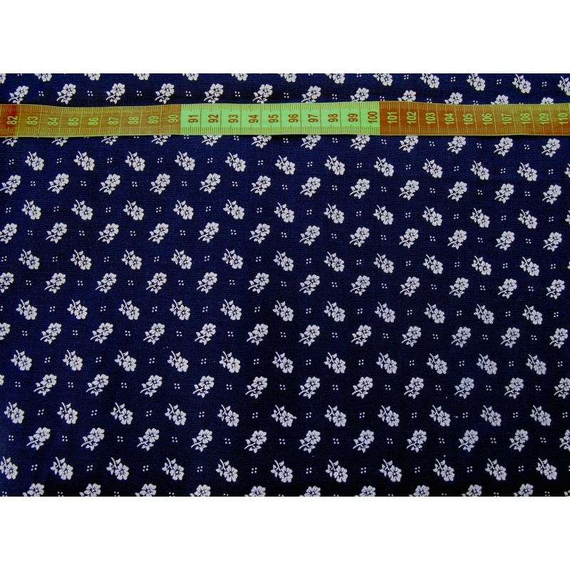 Butika.hu hobby webáruház - Virágos kékfestő jellegű anyag patchwork pamutvászon, 140cm/0,5m
