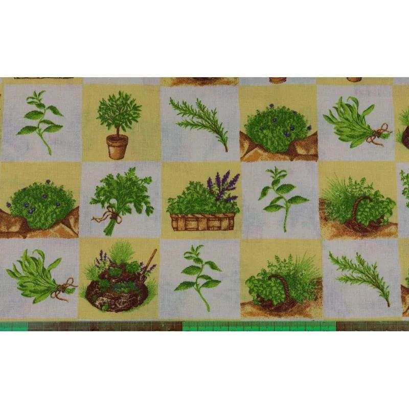 Butika.hu hobby webáruház - Főszernövény mintás anyag patchwork pamutvászon, 140cm/0,5m
