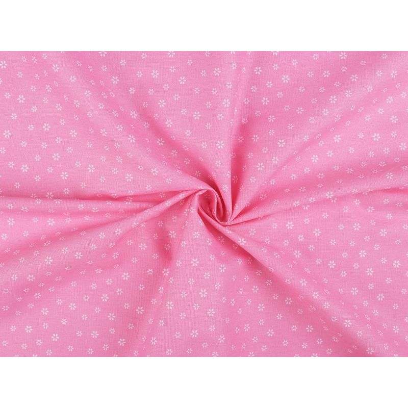 Butika.hu hobby webáruház - Rózsaszín alapon fehér mini virágos anyag patchwork pamutvászon, 140cm/0,5m