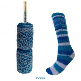 Lana Gatto Merino Socks önmintázó zoknifonal, 100g, 30632 blu mix